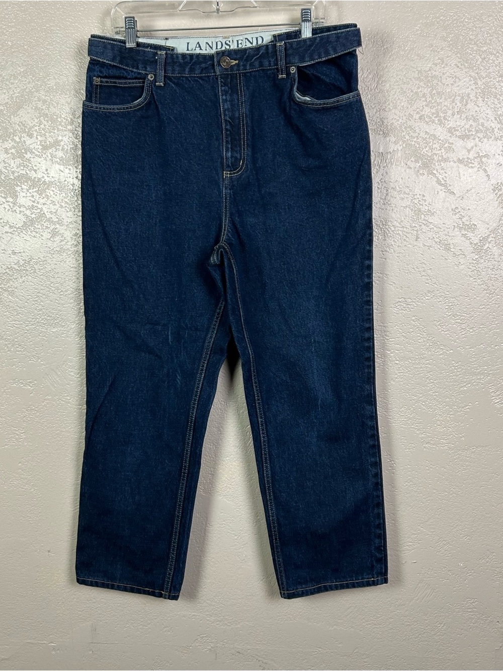 Lands' End Women's Straight Leg Jeans - Dark Blue Denim